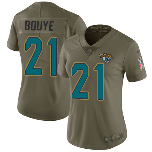 Nike Jacksonville Jaguars #21 A.J. Bouye Olive Women Stitched NFL Limited 2017 Salute to Service Jersey->women nfl jersey->Women Jersey